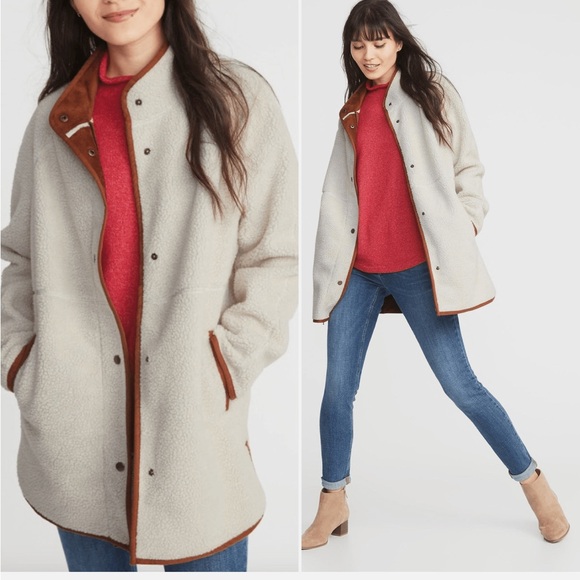 Mock-Neck Sherpa Jacket for Women - Picture 2 of 7